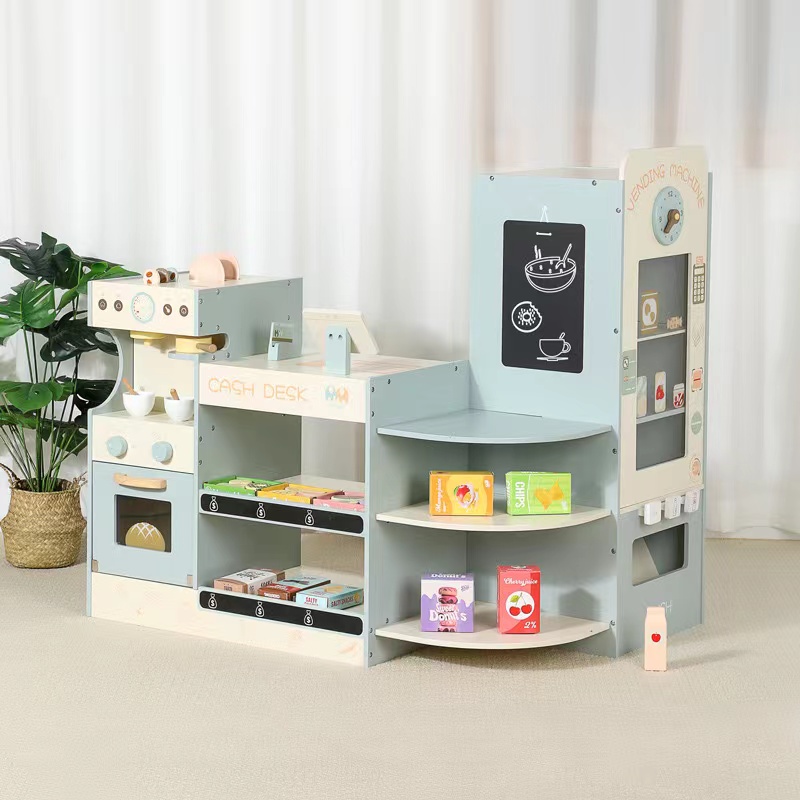 Kids Toys Stores - مجموعة لعب متجر البقالة الخشبية للأطفال،