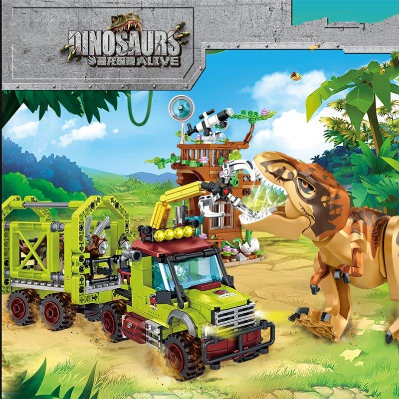 Dinosaur Figurine Set - مجموعة مكعبات بناء الإنقاذ من Jurassic