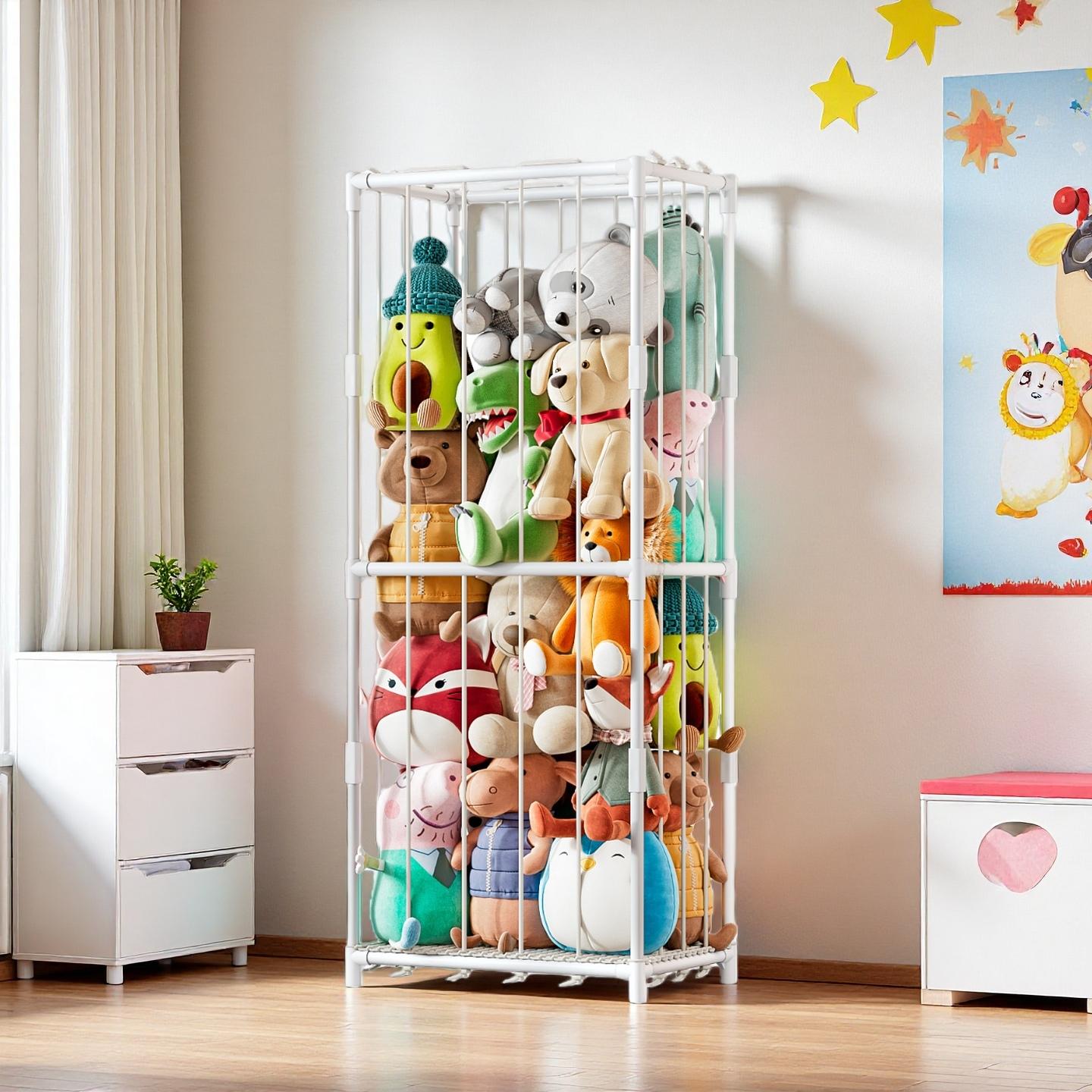 Kids Storage Toys - منظم تخزين عمودي للحيوانات المحشوة بتصميم