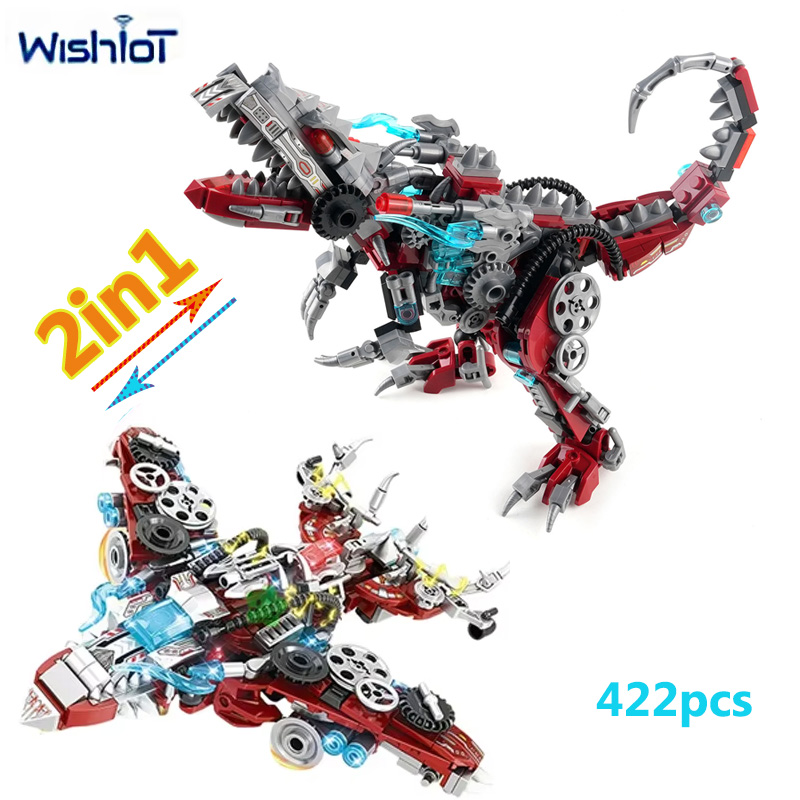 Dinosaur Figurine Set - نموذج ميكانيكي 2 في 1 لطائرة