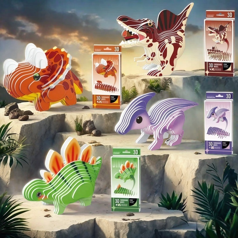 Dinosaur Figurine Set - مجموعة من 4 قطع ألغاز ديناصورات