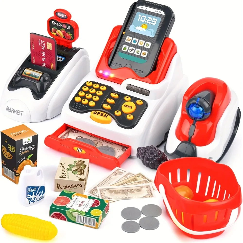 Kids Toys Shop - 33 قطعة لعبة ماكينة تسجيل المدفوعات