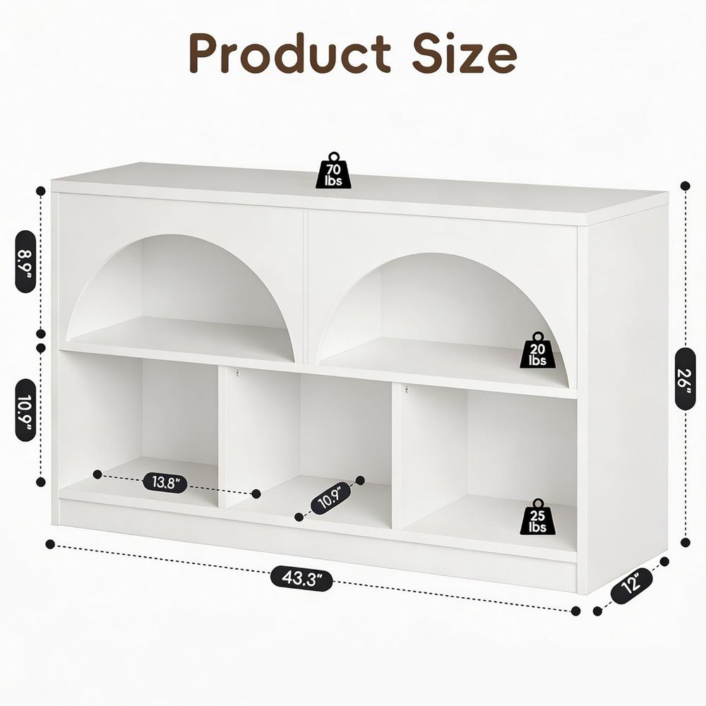 خزانة كتب خشبية مقوسة بخمسة أق - مراجعة Kids Storage Toys وسعره