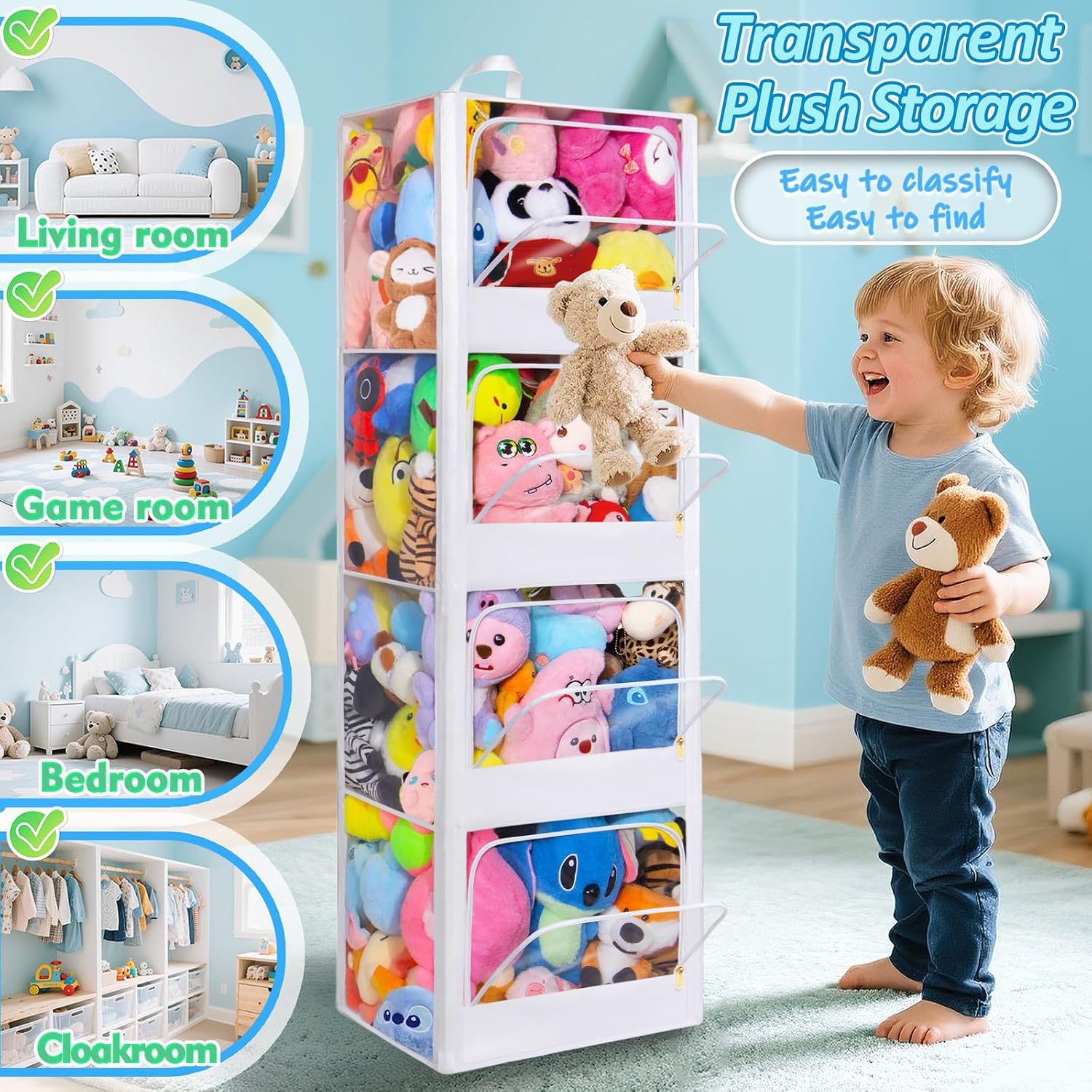 منظم تخزين ألعاب قطيفة شفاف بـ - مراجعة Kids Storage Toys وسعره