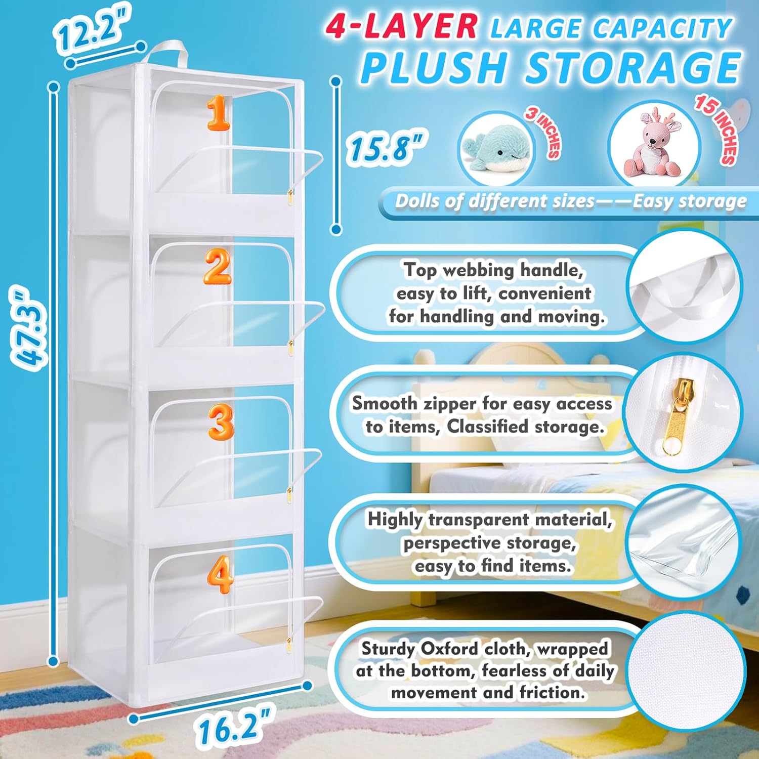 منظم تخزين ألعاب قطيفة شفاف بـ - مراجعة Kids Storage Toys وسعره
